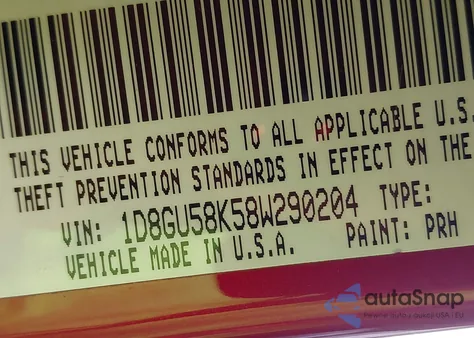 2008 Dodge Nitro Slt/Rt from USA, damaged, VIN 1D8GU58K58W290204